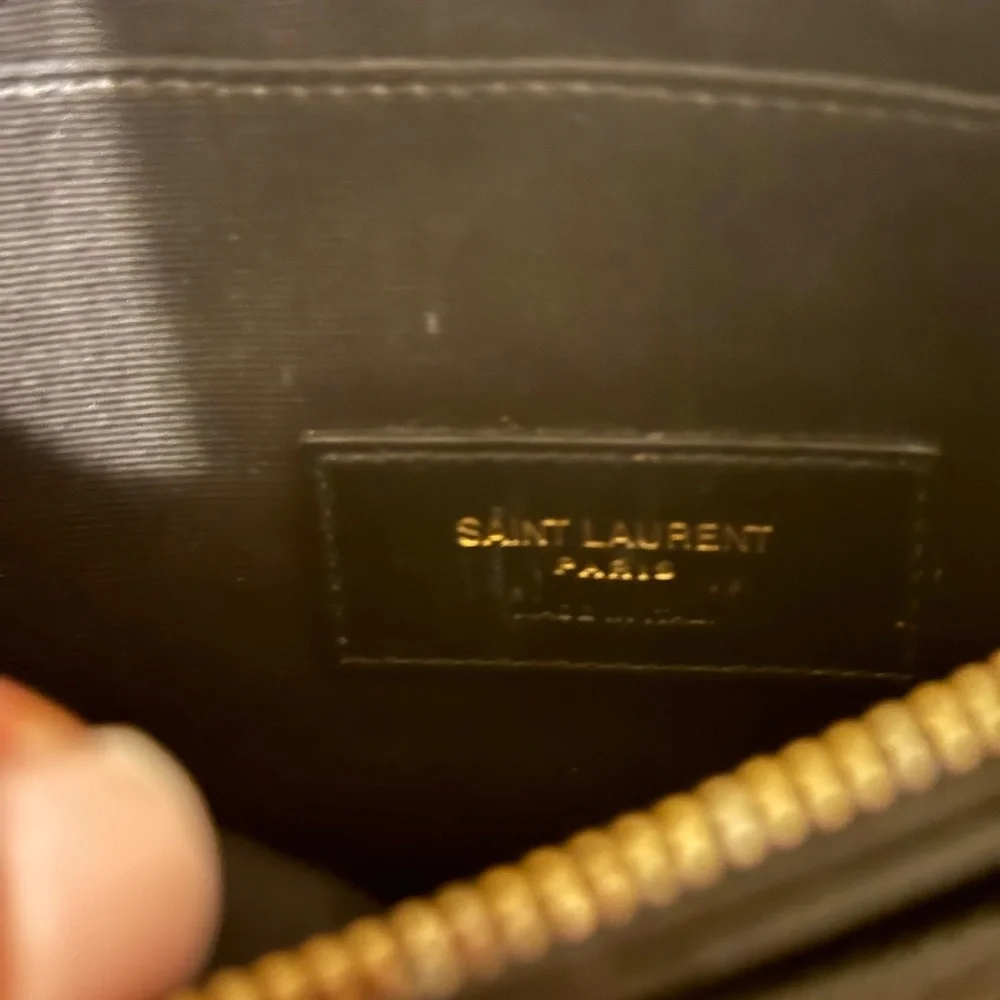 Saint Laurent Black Leather Wristlet with Gold Zip Accent - Picture 4 of 4